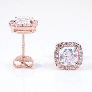 Sterling Silver Rose Gold Square Stud Earrings